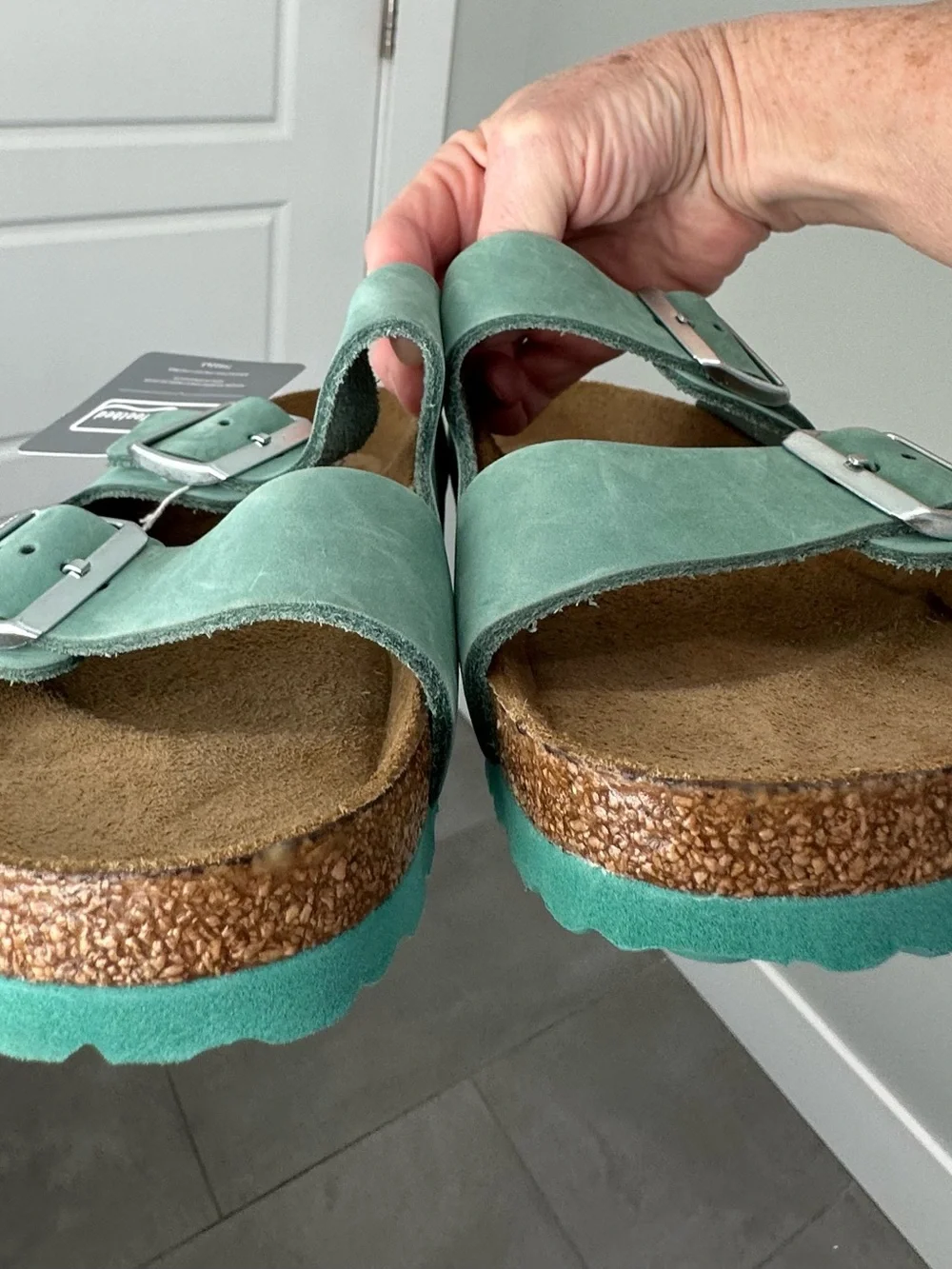 Birkenstock Women's Arizona sandal sage green nubuck leather 39 wide NWT - Picture 1 of 9